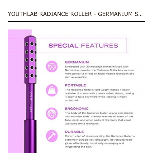 YOUTHLAB Radiance Roller - Germanium Stone Uplifting Face Massager  (Rose Gold) - Picture 5 of 6